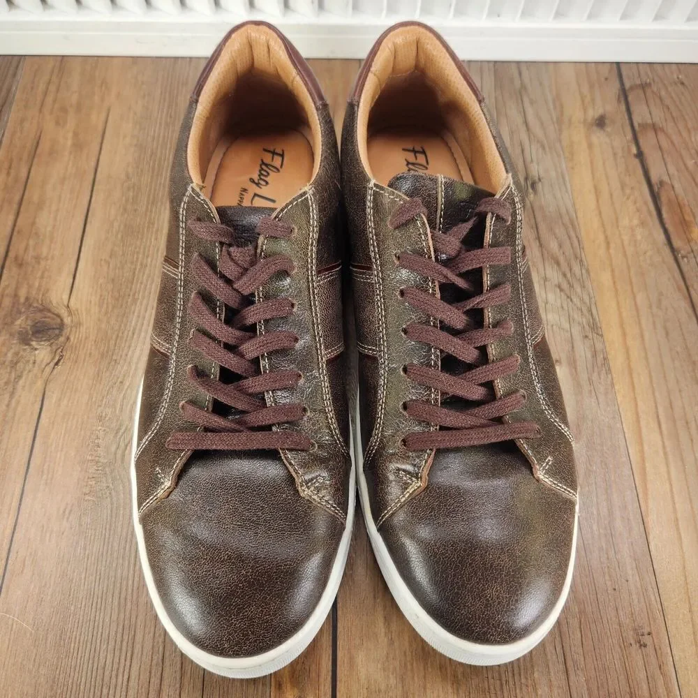 Flag LTD Nappa Glove Men Sz 9.5M Brown Leather Preppy Hipster Low Sneakers Shoes